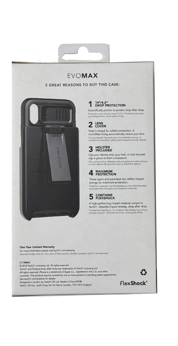 Tech21 Evo Max Case for iPhone Xs Max - Black | 14ft Drop Protection, Lens Cover & 3 Layers of Protection