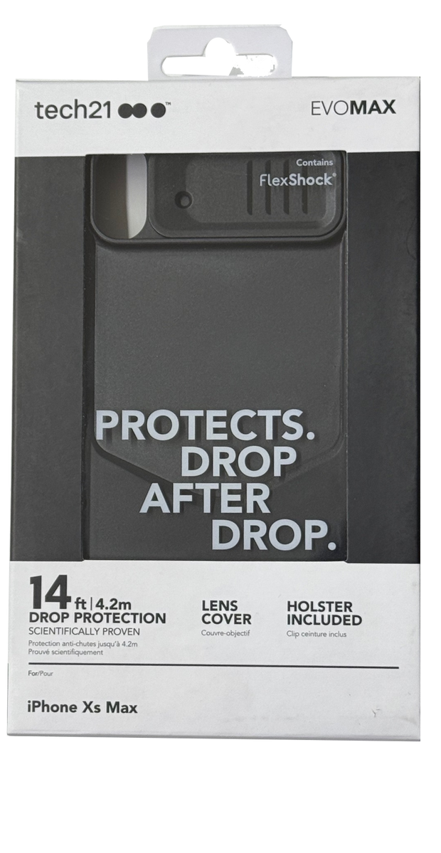 Tech21 Evo Max Case for iPhone Xs Max - Black | 14ft Drop Protection, Lens Cover & 3 Layers of Protection