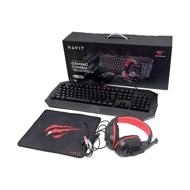 Dark Player 4-in-1 RGB Gaming PC Control Combo - Keyboard, Mouse, Headset & Mouse Pad