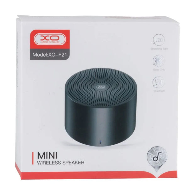 XO Mini Bluetooth Speaker with Bass Sound Quality, Bluetooth v5.0, Up to 2.5hrs Music Time & Built-in Mic - Black