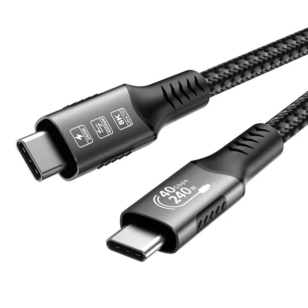 Dark Player 8K USB4 Type C Cable 1.8m - 40Gbps Data, 240W Charging, Thunderbolt 4 Compatible