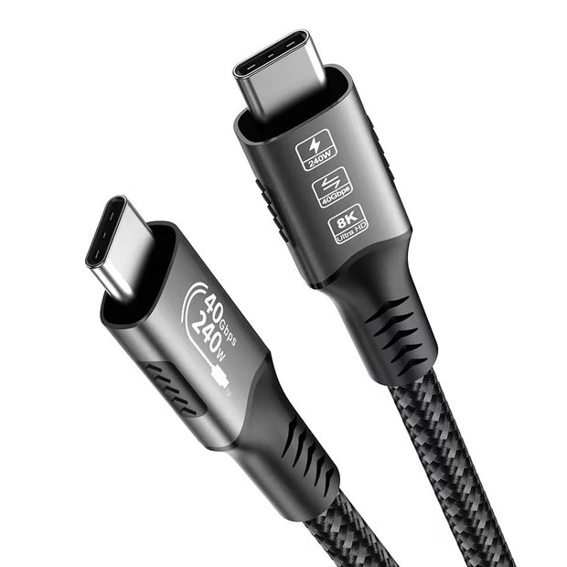 Dark Player 8K USB4 Type C Cable 1.8m - 40Gbps Data, 240W Charging, Thunderbolt 4 Compatible