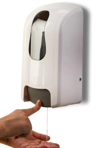 1L Wall-Mounted Manual Liquid Soap & Sanitiser Dispenser - Refillable, White