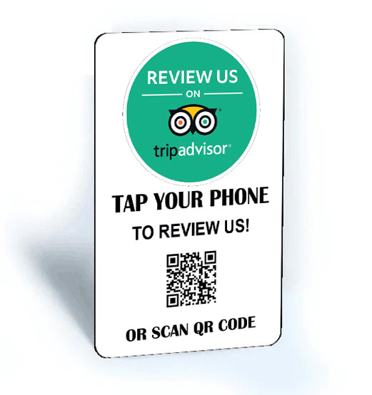 NFC Trip Advisor Review Card  'Review us on Trip Advisor' Review Card + QR code