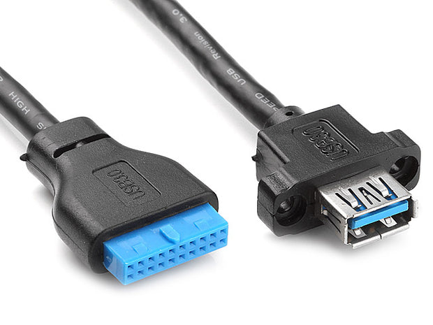 USB 3.0 Front Panel Motherboard Cable | 19/20-Pin Header to USB 3.0 Female (65cm)