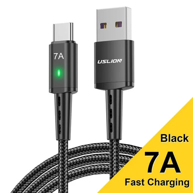 Dark Player Uslion 100W Fast Charging USB A to USB Type-C Cable | 100W / 7A PD Fast Charge Cable | Data transfer | 2m
