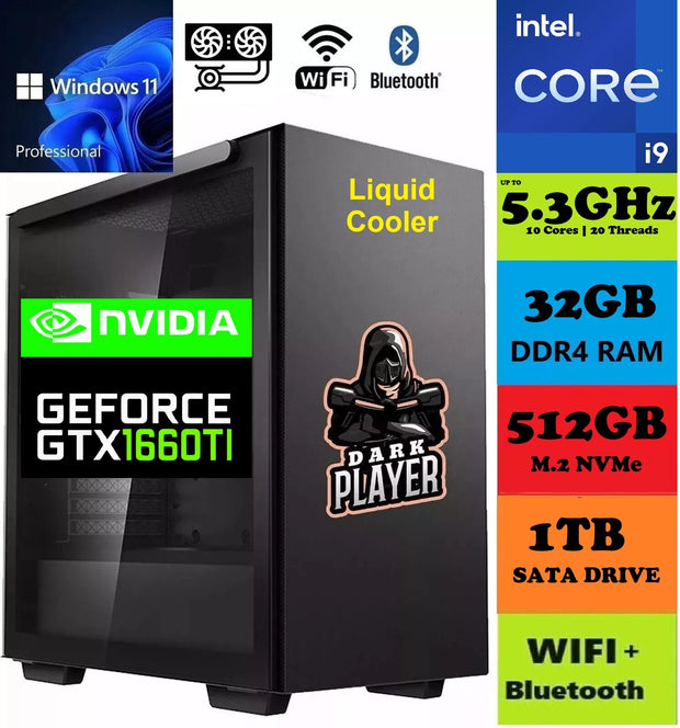 Tech Junction Signature Gaming PC - Intel Core i9 @ 5.30GHz | 32GB 3200MHz RAM | GTX 1660 TI OC | 512GB M.2 + 1TB SATA | Windows 11 Pro