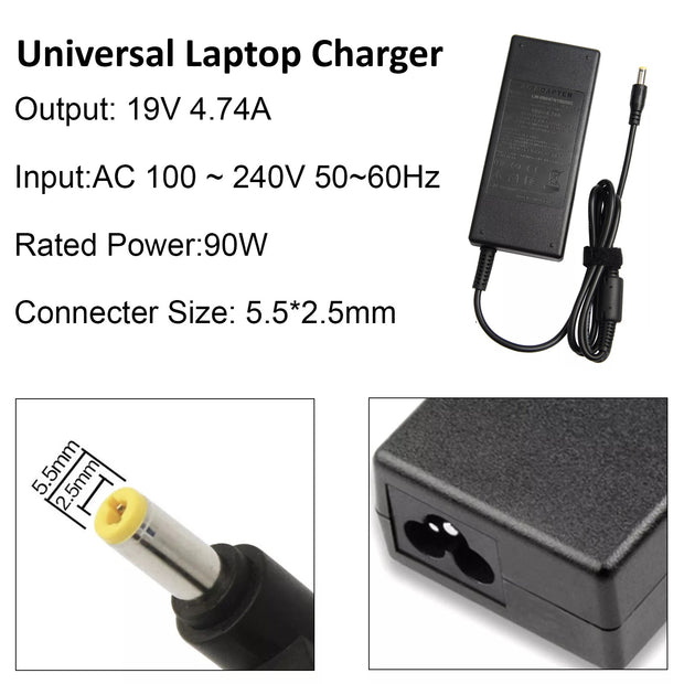 Dark Player 90W Universal Laptop Chager 4.74A 5.5x2.5mm Jack