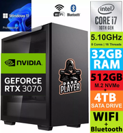 Dark Player Signature Gaming PC | Intel i7-10700KF | RTX 3070 | 32GB RAM | 512GB M.2 NVMe + 4TB SATA | WIFI + BT | Win 11  Pro