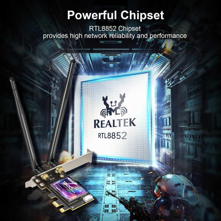 EDUP AX1800M WiFi 6 PCI-E Network Card with Bluetooth 5.2 – Dual Band 2.4GHz/5.8GHz, RTL8852 Chipset