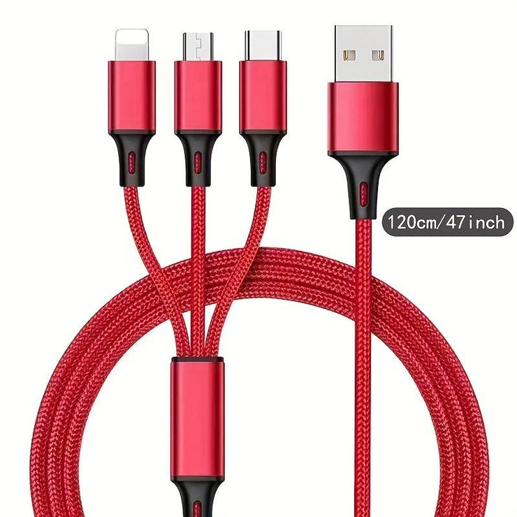 Dark Player 3-IN-1 Multi Charging 1.2M Cable | Lightning | Micro USB | USB Type-C