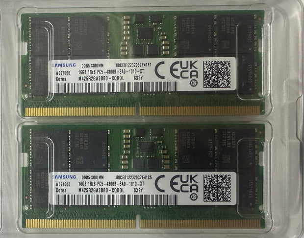 Samsung 32GB Kit (2x 16GB) DDR5 4800MHz SODIMM PC5-38400 262-Pin Laptop Notebook RAM Memory Module (M425R2GA3BB0-CQK)