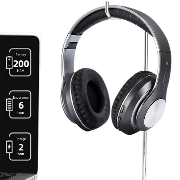 Dark Player Wireless Bluetooth Headphones Over Ear with FM Radio and MP3 Player / Card Reader