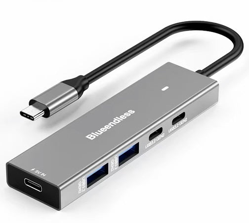 Dark Player Blueendless 4-in-1 USB Type-C Hub with 2 USB-A Ports, 2 USB-C Ports, and 1 Type-C Power Supply Port