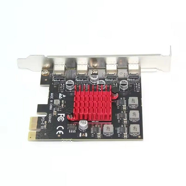 Dark Player PCIe USB 3.1 Gen2 4-Port Type-C Expansion Card | 10Gbps PCIe 3.0 x1 to Type-C Connector