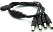 DC Splitter Cable (2.1mm Inner/5.5mm Outer Barrel) Female to 4 x Male – Suitable for 5V/12V Devices