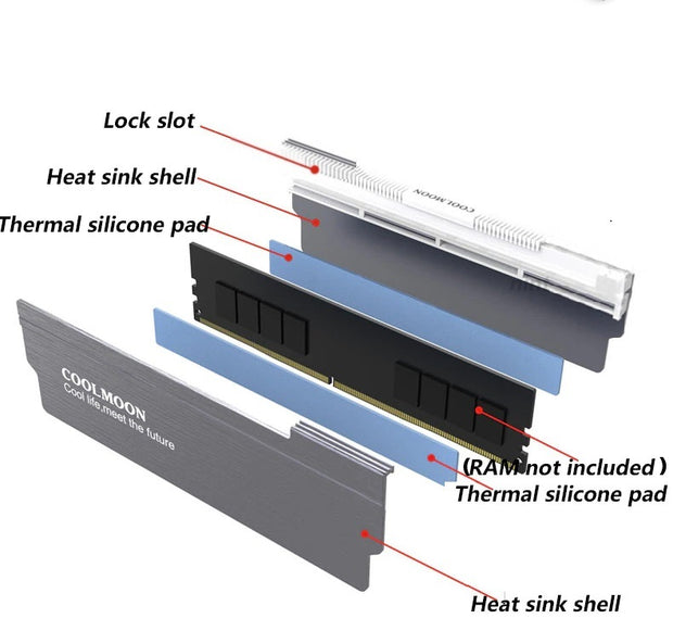 COOLMOON ARGB SYNC Memory module RAM Cooling Heatsink shell Aura 5V synchronization - Gray