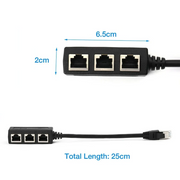 Dark Player RJ45 Network Splitter Adapter LAN Ethernet Cable 1 to 3 Internet Connector Extension