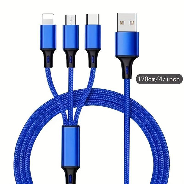 Dark Player 3-IN-1 Multi Charging 1.2M Cable | Lightning | Micro USB | USB Type-C