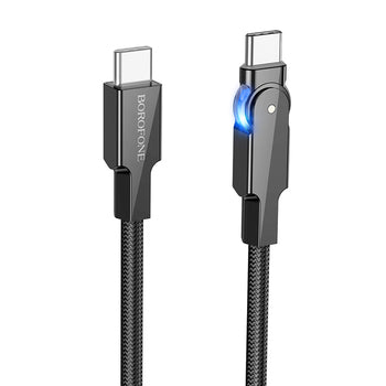 Borofone Type C to Type-C PD 60W Rotating Charging & Data Cable - 1.2m, Black