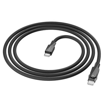 Borofone Type C to Type-C PD 60W Rotating Charging & Data Cable - 1.2m, Black