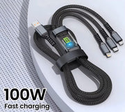 100W 3-in-1 PD Fast Charging Cable | USB to USB-C, Micro USB & Lightning | Nylon Braided 1.2m