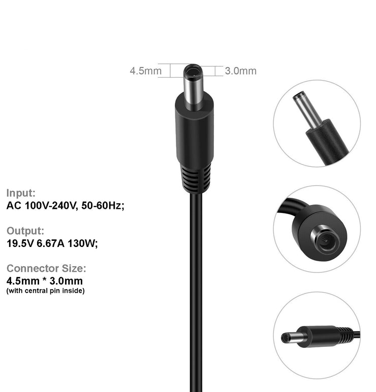 Dark Player 130W Laptop Charger 19.5V 6.67A -  Black Tip (with central pin inside) 4.5mm * 3.0mm