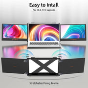 Mate X 11.6” Dual 1080P FHD Portable Laptop Monitor Extender – Triple Screen, Type-C/HDMI/USB - For 13”–17” Laptops (Plug & Play)
