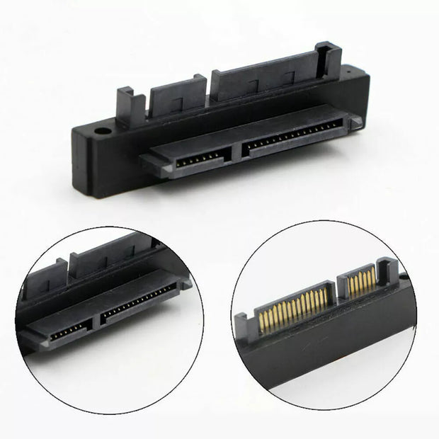 FF-8482 22 Pin SATA to 7+15 Pin Male HDD SSD 90° Angle Adapter – Space-Saving SATA Down Angle Adapter