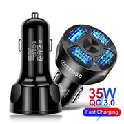 35W / 7A USB Car Charger With 4 Ports | QC3.0 + 3x2.1A