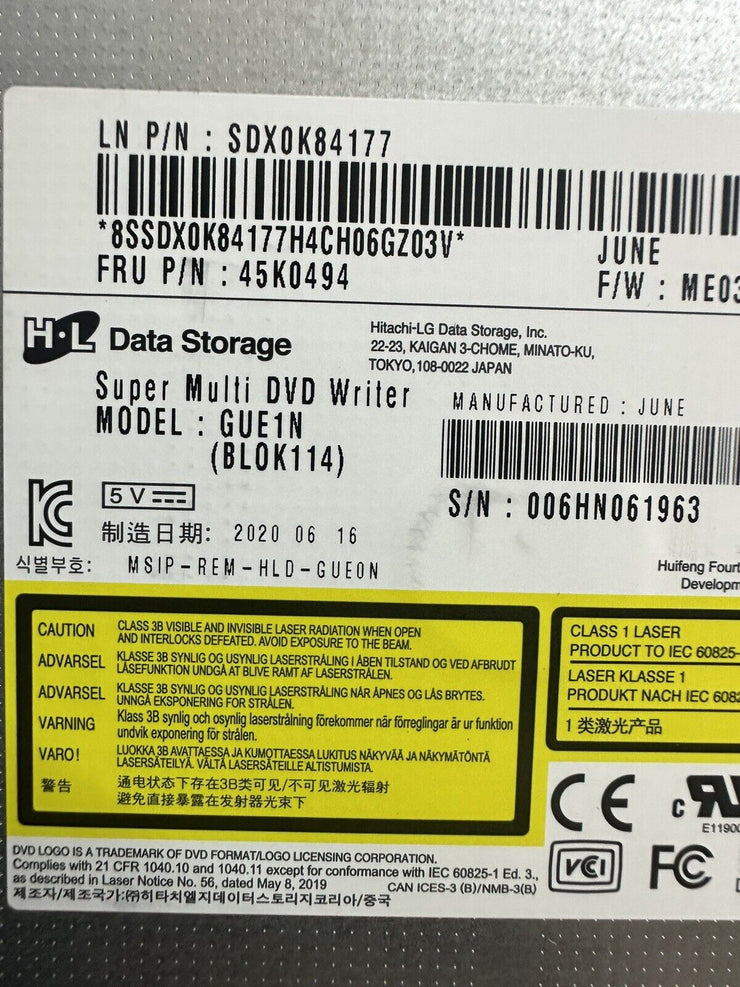 Lenovo SUPER MULTI DVD WRITER 9.0mm GUE1N SATA Super Multi DVD±RW ideacentre 45K0494