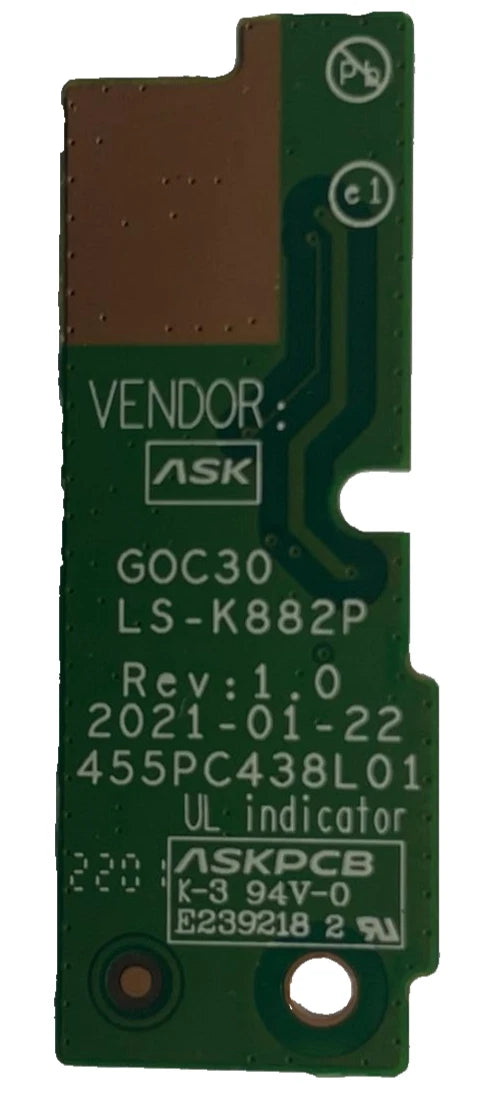 Lenovo IdeaCentre AIO 3 27IAP7 Power Switch Button Board FRU 5C50Z66245 LS-K882P