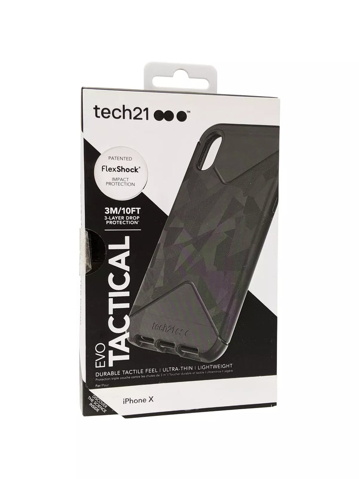 Tech21 Evo Tactical Phone Case Mobile Cover Protection for Apple iPhone X / Xs - Black