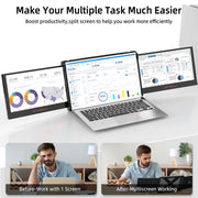 Mate X 11.6” Dual 1080P FHD Portable Laptop Monitor Extender – Triple Screen, Type-C/HDMI/USB - For 13”–17” Laptops (Plug & Play)