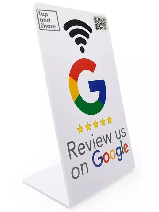 Tap and Share Smart Contactless Google Review Counter Sign Stand NFC + QR Code 'Review Us' | 3 Pack