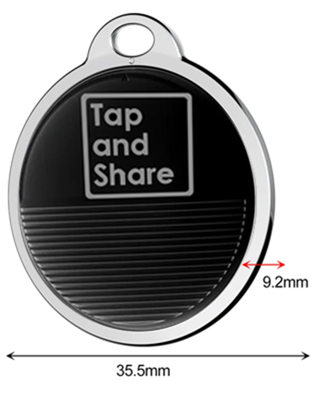 Tap and Share 2-In-1 SmartTrack Tag with 'Am I Lost' - Smart Tracker | 4 Pack (Black)