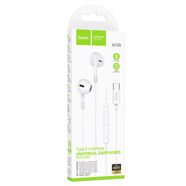 Hoco Premium Type-C Universal Earphones with Mic & Remote