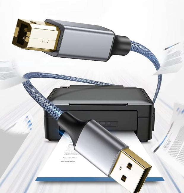 2m USB B to USB A Printer Cable - High-Speed USB 2.0 Male to Male, Compatible with Printers, External Hard Drives, and Audio Devices