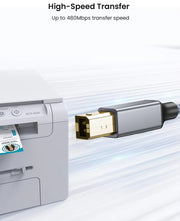 2m USB B to USB A Printer Cable - High-Speed USB 2.0 Male to Male, Compatible with Printers, External Hard Drives, and Audio Devices