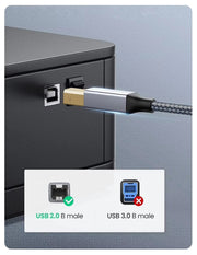 2m USB B to USB A Printer Cable - High-Speed USB 2.0 Male to Male, Compatible with Printers, External Hard Drives, and Audio Devices