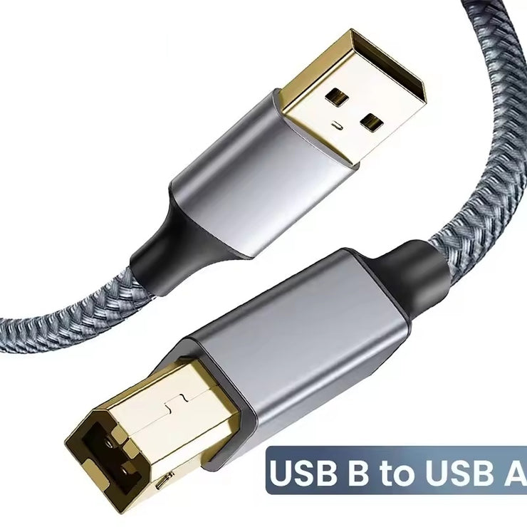 2m USB B to USB A Printer Cable - High-Speed USB 2.0 Male to Male, Compatible with Printers, External Hard Drives, and Audio Devices