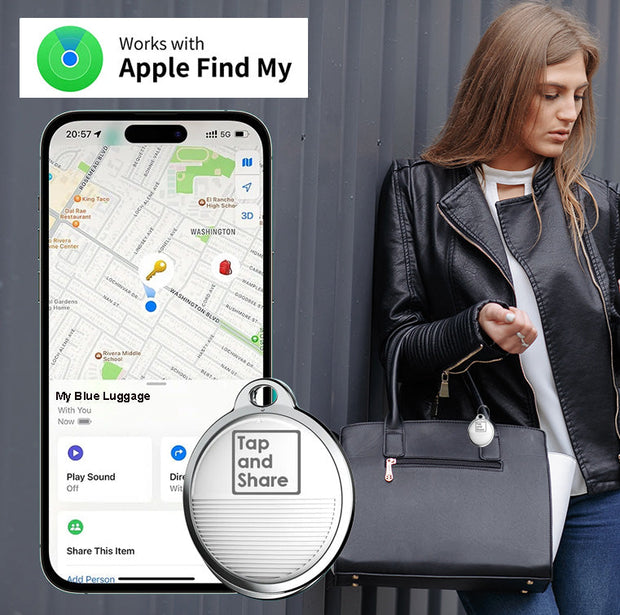 Tap and Share 2-In-1 SmartTrack Tag with 'Am I Lost' - Smart Tracker | 4 Pack (White)