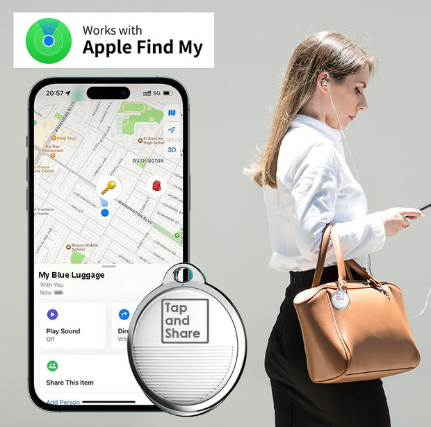 Tap and Share 2-In-1 SmartTrack Tag with 'Am I Lost' - Smart Tracker | 4 Pack (White)