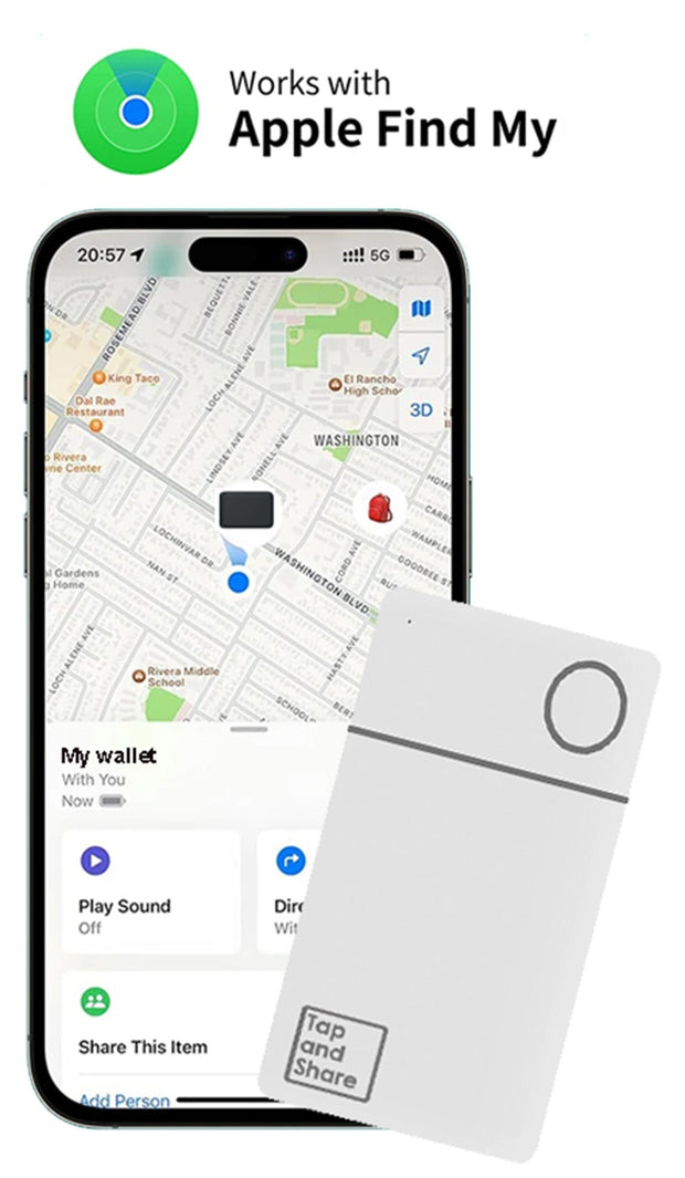 Tap and Share 2-In-1 SmartTrack iCard with 'Am I Lost' - Wallet Tracker - WORKS WITH THE APPLE® FIND MY™ APP