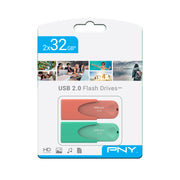 PNY USB 2.0 Attache 4 Flash Drive - 32GB (2 Pack)