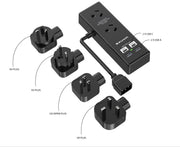 Universal Travel Adapter Kit with 2 USB-C and 2 USB-A charging ports for Europe, Hongkong, UK, USA & Japan plugs - Suitable for use in 150 countries