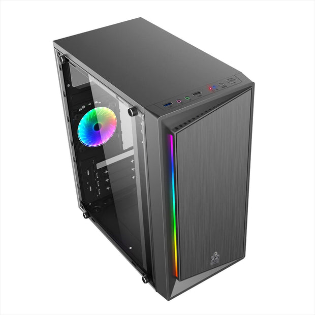 Dark Player Bandit RGB M-ATX Gaming PC Computer Case with Clear Perspex panel.