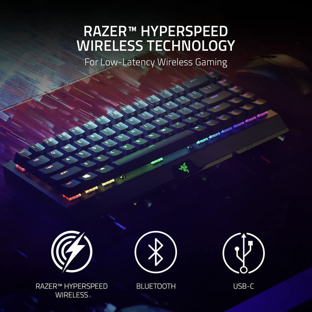 Razer BlackWidow V3 Mini Hyperspeed Wireless Mechanical Gaming Keyboard | Yellow Switch | Black