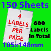 150 Sheet 4 Per Page A4 Self Adhesive Shipping Address Labels Printer Peel Paper - Tech Junction