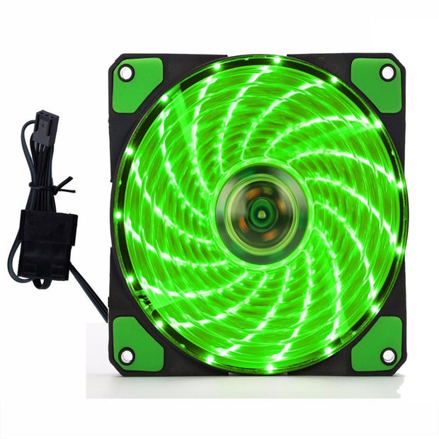 Dark Player 120mm Silent Green LED Brushless Case Fan | 3-Pin PWM + Molex connector